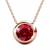 Krystal Couture Opulence Pendant Necklace Embellished with Ruby SWAROVSKI Crystals in Rose Gold