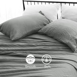 Ramesses Pebble Wash Linen Alternative Sheet Set  - Charcoal