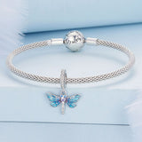 Solid 925 Signature Silver Dragonfly At Disco Charm