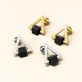Bullion Gold Modern Geometric Style Stud Earrings Circles White Gold