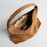Suede Slouchy Hobo Tote Bag - Brown
