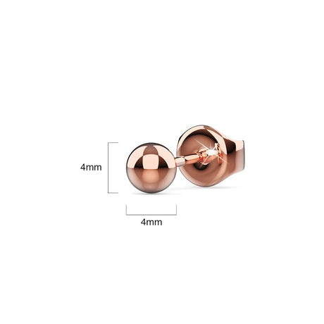 Bullion Gold Glitter Ball Stud Rose Gold Layered Earrings 4mm