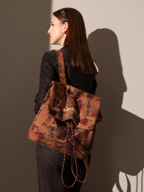 Earthy Camo Ripstop Backpack - Brown