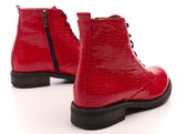 Bosccolo Womens Ankle Boots - Red Crocodile