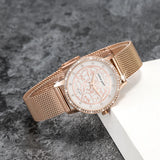 Boxed Bullion Gold Elite watch and Bracelet Set Embellished with Crystals in Rose Gold