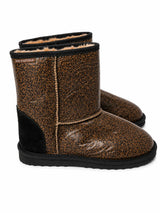 Australian Leather Ugg Leather Short Leopard Full Print - Black - AU10