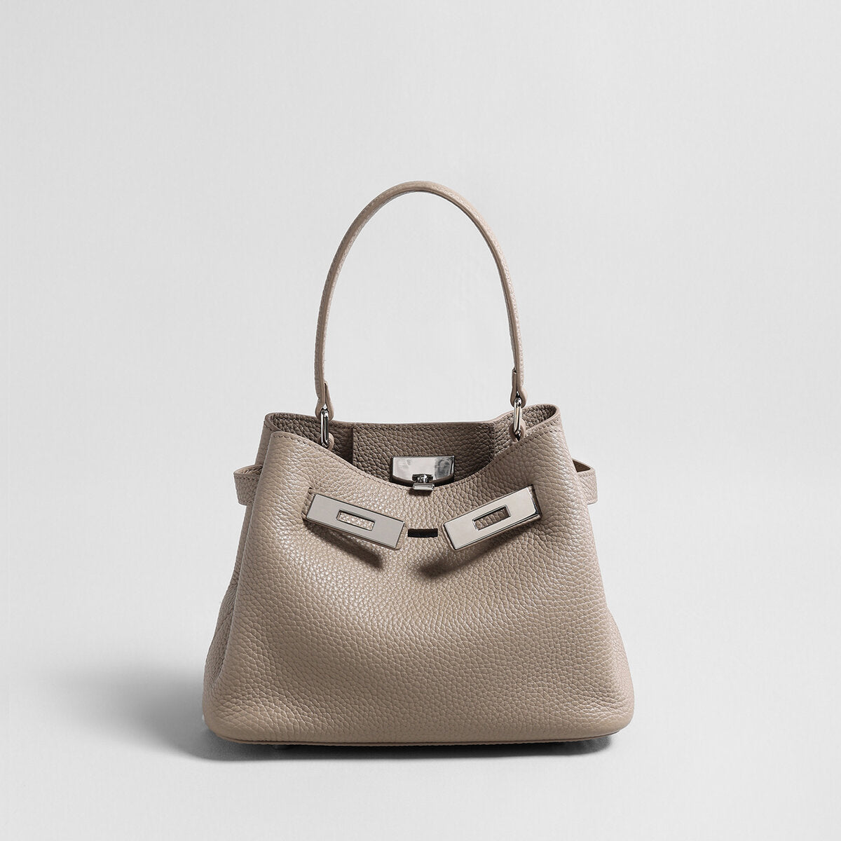 Togo Leather Mini Bucket Handbag - Taupe