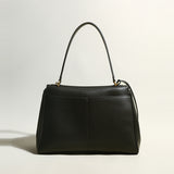 Utilitarian Structured Leather Flap Bag - Black