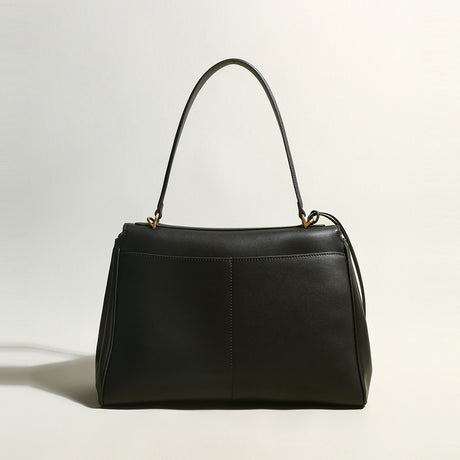 Utilitarian Structured Leather Flap Bag - Black