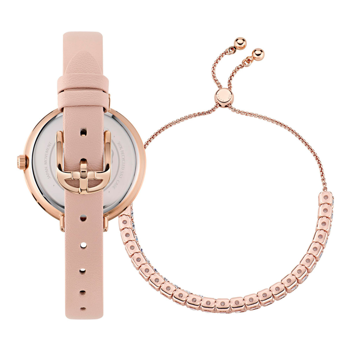 Ted Baker Womens Ammy Rosegold Pink Leather + Bracelet Set