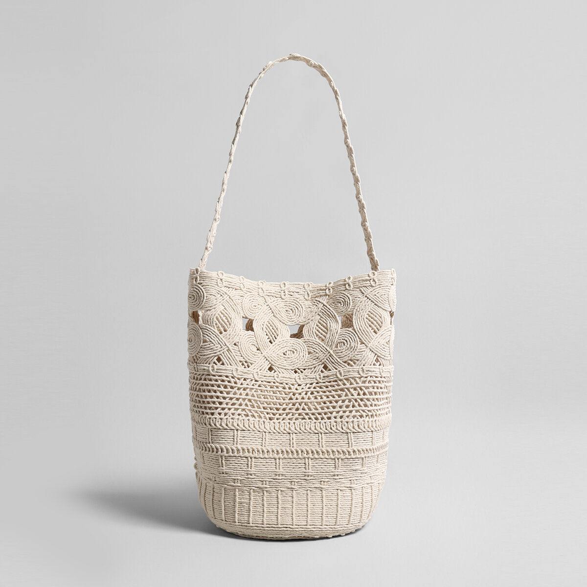 Handwoven Macrame Bucket Bag - Ivory