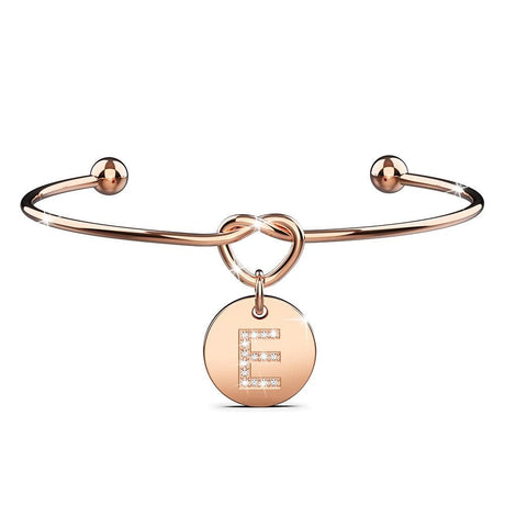 Bullion Gold Fancy Alphabet Letter Initial Bangle in Rose Gold