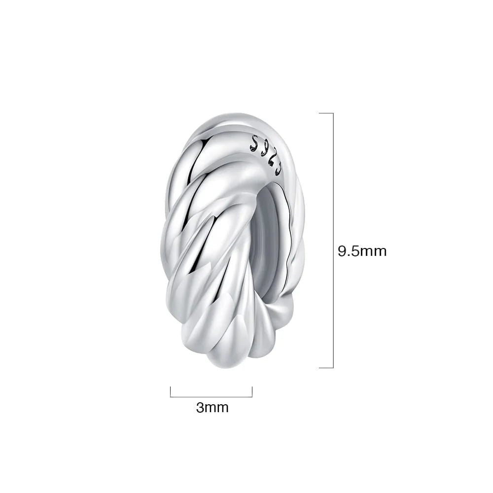 Solid 925 Signature Silver Twisted Bun Charm