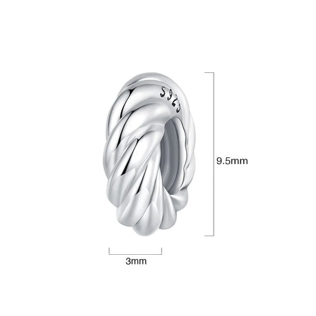 Solid 925 Signature Silver Twisted Bun Charm