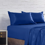 Royal Comfort 4pc Satin Sheet Set - Navy Blue - King