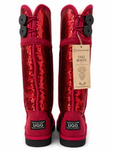 Australian Leather Ugg Long Sequin Red - AU5