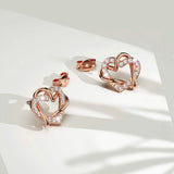 Krystal Couture Intertwined Love & Hearts Rose Gold Plated Stud Earrings Embellished with SWAROVSKI Crystals