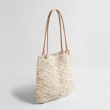 Macrame Woven Summer Tote - Ivory