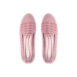 Houndstooth Knit Slip-On Flat Loafers - Pink