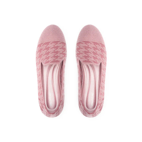 Houndstooth Knit Slip-On Flat Loafers - Pink