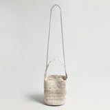 Multi-Pattern Macrame Bucket Bag - Ivory