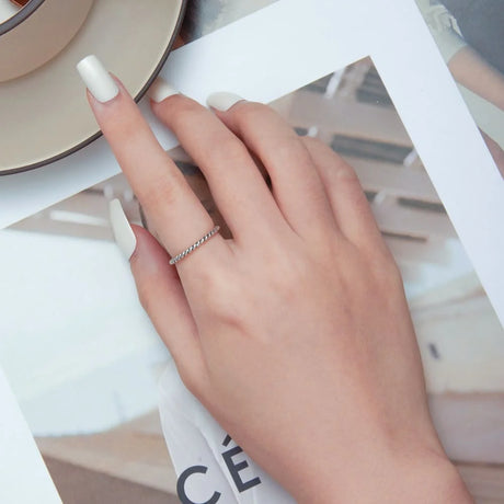 Solid 925 Sterling Silver Twisted Tight Rope Ring