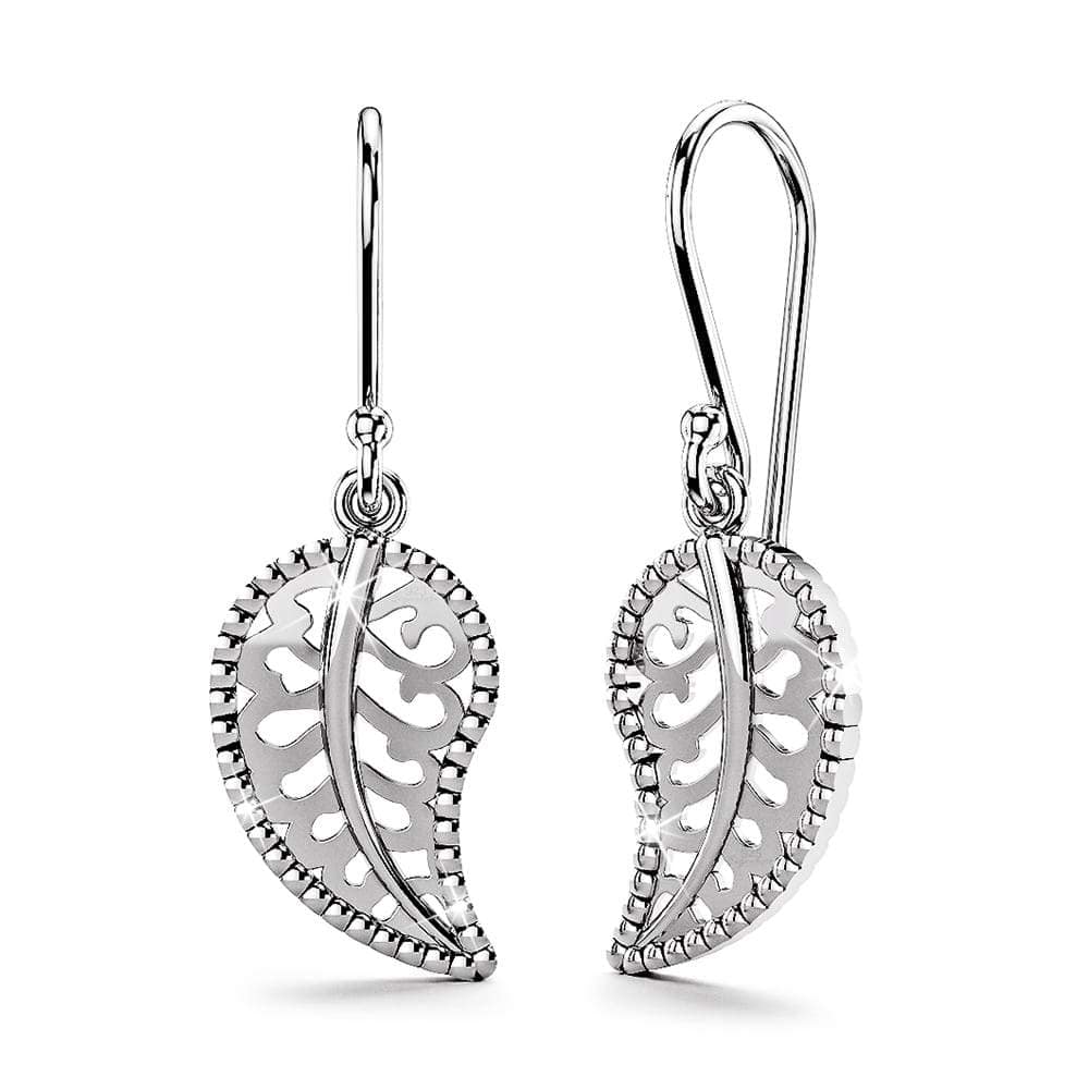 Solid 925 Sterling Silver Leaf Dangle Earrings