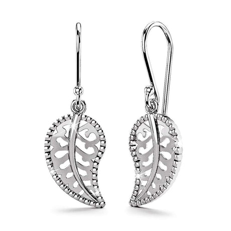 Solid 925 Sterling Silver Leaf Dangle Earrings