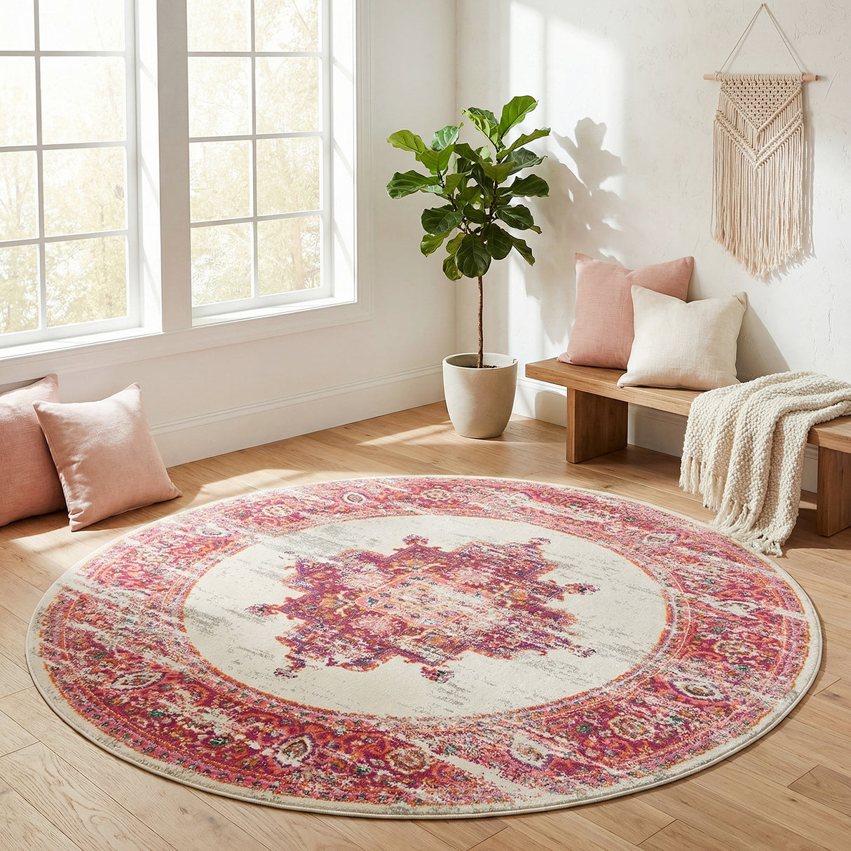Babylon 211 Pink Round Rug