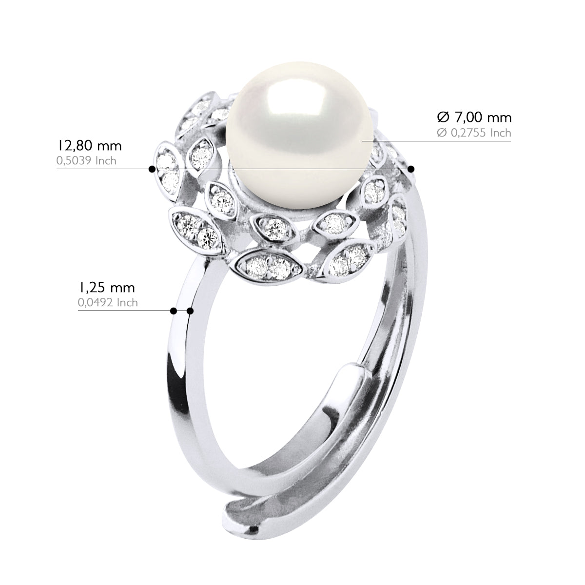 Ring "Flower" Jewelry - Natural White - Longueur 42 cm