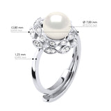 Ring "Flower" Jewelry - Natural White - Longueur 42 cm