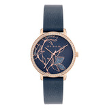 Ted Baker Womens Keythlin 36mm Rose Gold-ToneCase with Blue Dial and Leather Strap