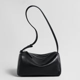 Soft Lambskin Leather Barrel Shoulder Bag - Black