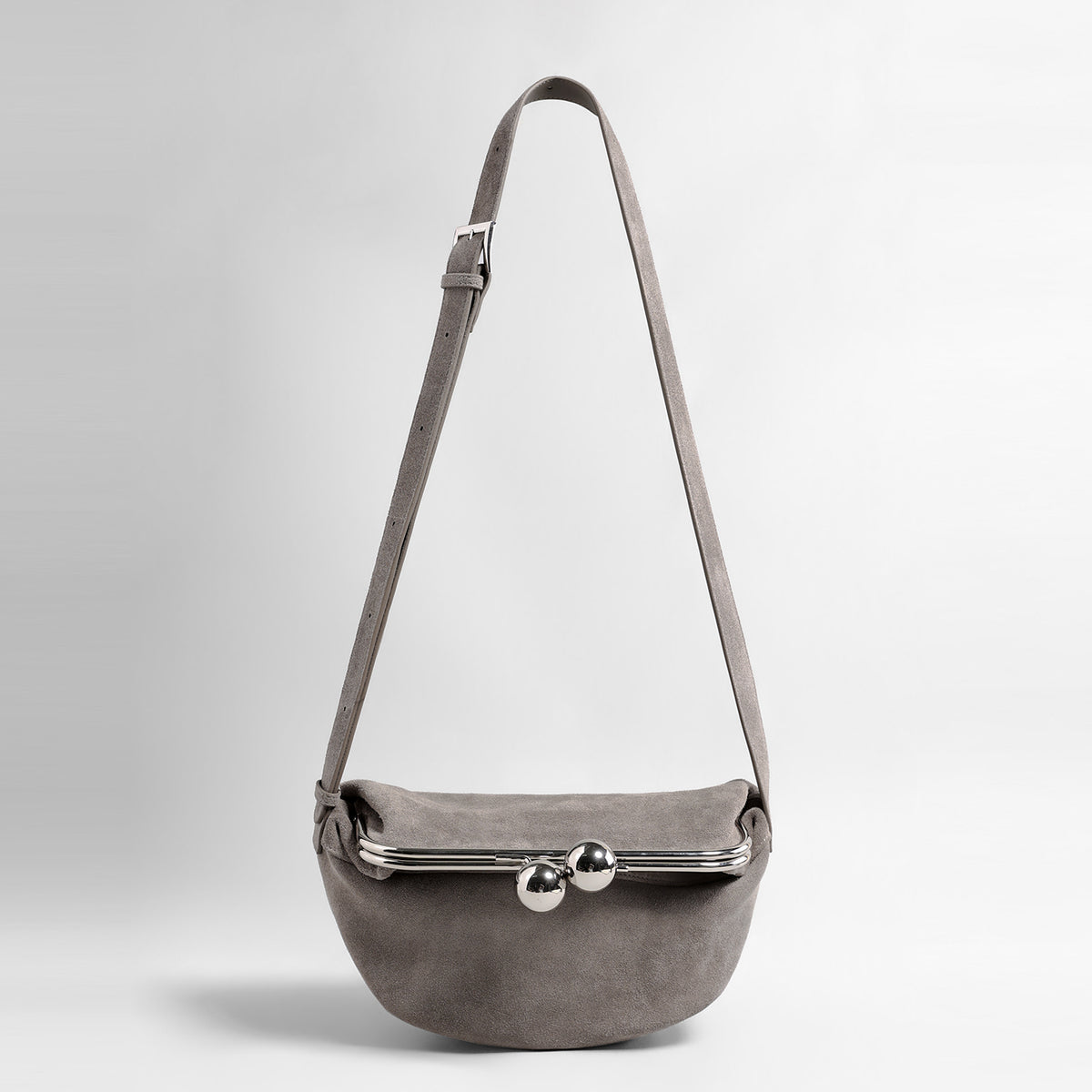 Vintage Kiss-Lock Suede Crescent Bag – Half-Moon Shoulder & Crossbody Bag