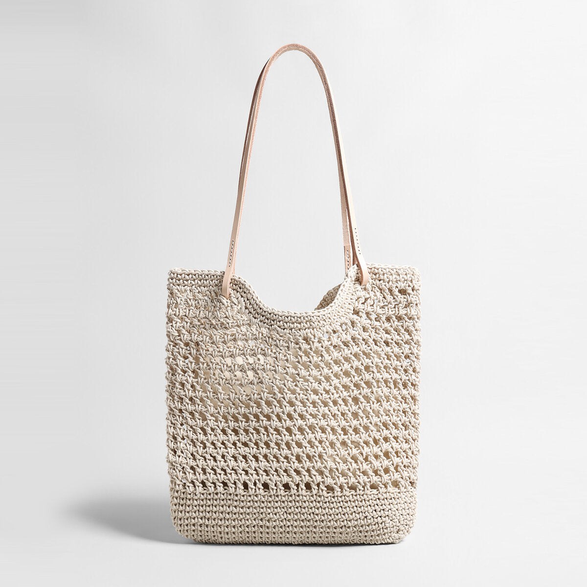 Diamond Pointelle Woven Tote Bag - Ivory