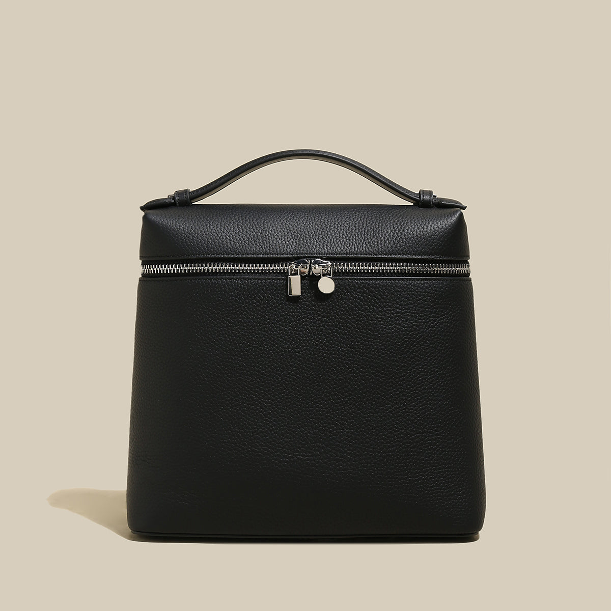 Convertible Pebbled Leather Backpack - Black