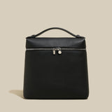 Convertible Pebbled Leather Backpack - Black