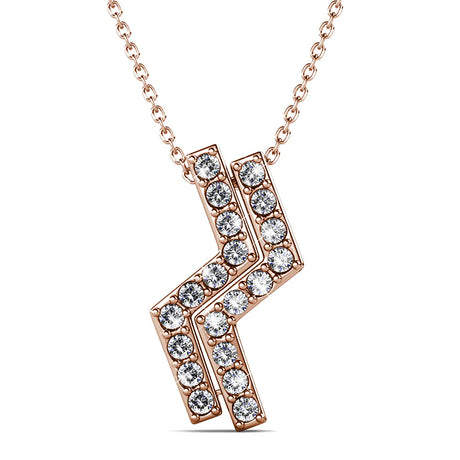 Krystal Couture Zigzag Pendant Necklace in Rose Gold Embellished with SWAROVSKI Crystals