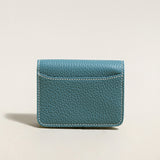 Slim Leather Wallet with Detachable Strap - Blue