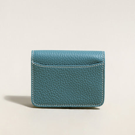 Slim Leather Wallet with Detachable Strap - Blue