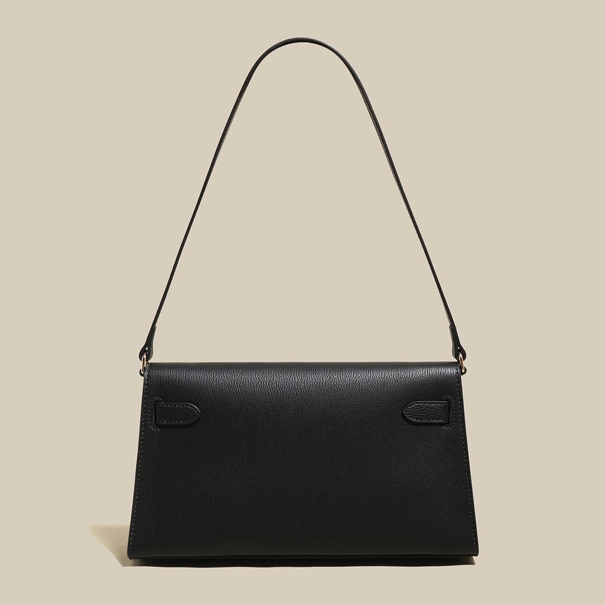 Camille Palm-Grain Calfskin Shoulder Bag - Black