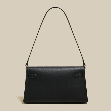 Camille Palm-Grain Calfskin Shoulder Bag - Black