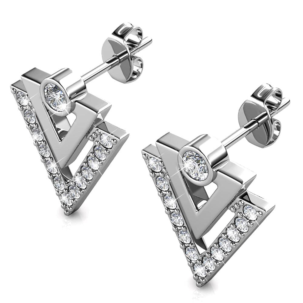 Boxed Trilateral Set Embellished with SWAROVSKI® CrystalsIn White Gold
