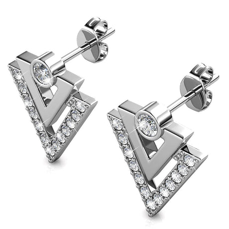 Boxed Trilateral Set Embellished with SWAROVSKI® CrystalsIn White Gold