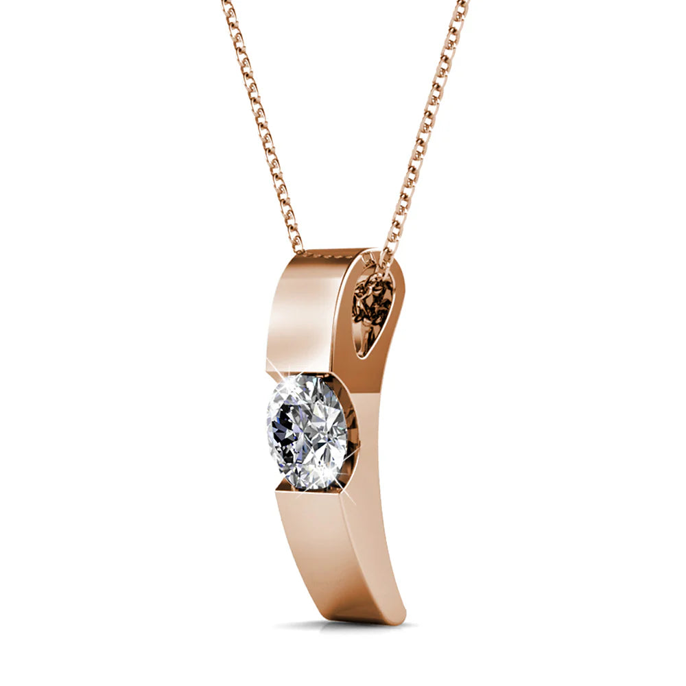 Krystal Couture Shine Bright Pendant Necklace in Rose Gold Embellished with SWAROVSKI Crystals