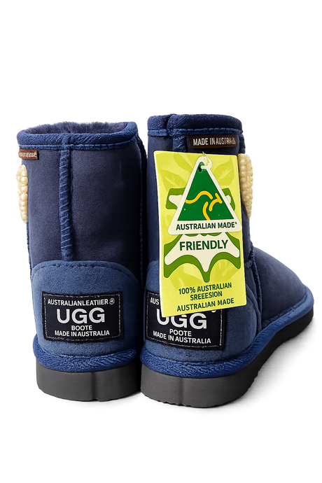 Australian Leather Ugg Kids Pearl Heart Short - Navy - AU6