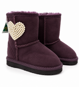 Australian Leather Ugg Kids Pearl Heart Short - Purple - AU6
