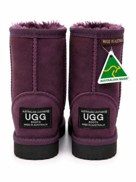 Australian Leather Ugg Kids Pearl Heart Short - Purple - AU6