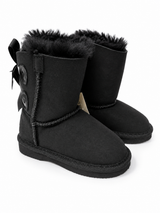 Australian Leather Ugg Kids Short Twin Bow - Black - AU6