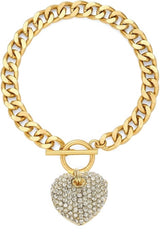 Liv Oliver 18K Gold Heart Charm Pave Bracelet